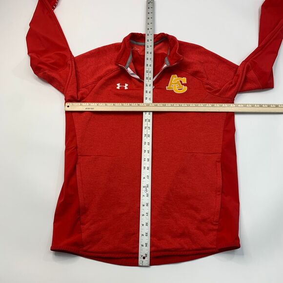 Under Armour Sweatshirt Mens M Medium Pimento Red Quarter Zip ColdGear Fleece - Picture 5 of 11